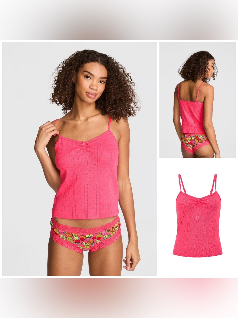 VS Pink Pointelle Sweetheart Cami NWT M